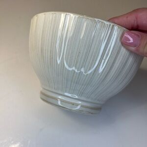 Thomson Maison Pottery Soup/Cereal Bowl With Base White Cream Stripe Cottagecore